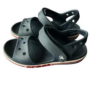 Crocs Sandals Youth Size C12 Navy Blue Red White Crocband Hook Loop Water Shoes